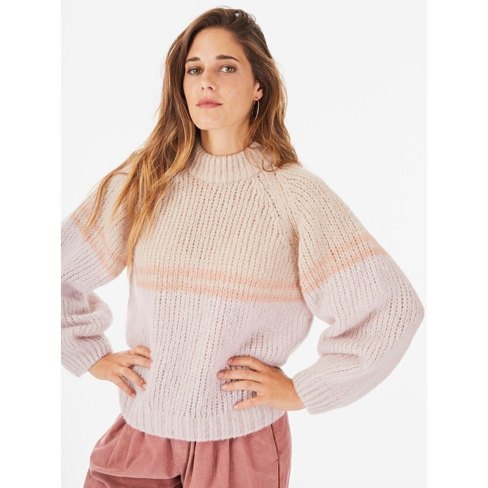 Xirena Lurex Knit Alpaca Wool Blend Mock Neck Pullover Sweater North Star Size M